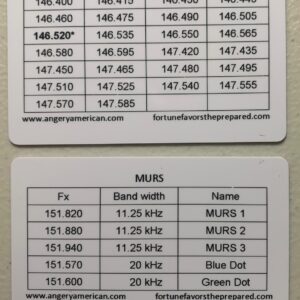 HAM 2-meter and MURS frequencies (1 card)