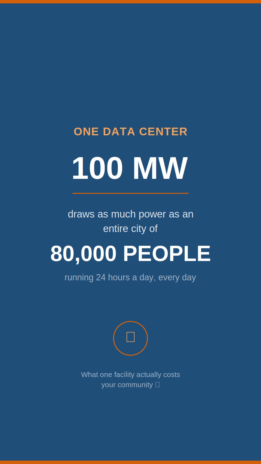 100 MW draws as much power as an entire city of 80,000 people, running 24 hours a day