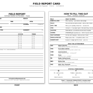 PLN-03-B Community SITREP Field Report Card - Black & White
